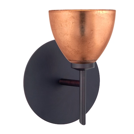 Besa Lighting Divi Mini Sconce, Copper Foil, Bronze Finish, 1x40W Halogen 1SW-1758CF-BR
